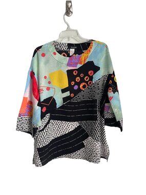 Moonlight by Y&S Abstract Print 3/4 Sleeve Tunic Art to Wear Artsy Pocket